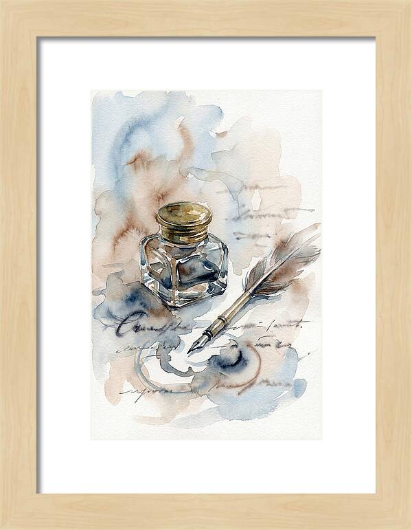 Inkwell And Quill Watercolor