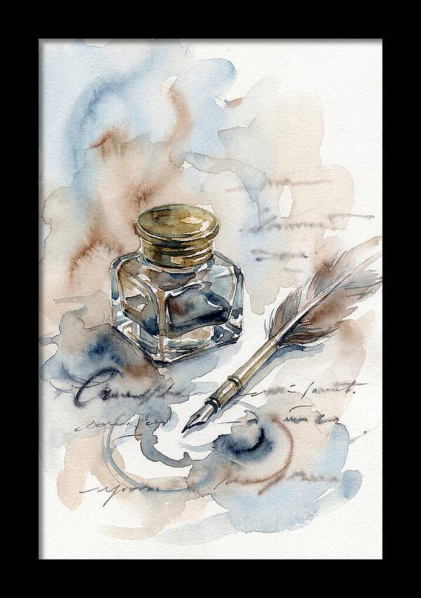 Inkwell And Quill Watercolor