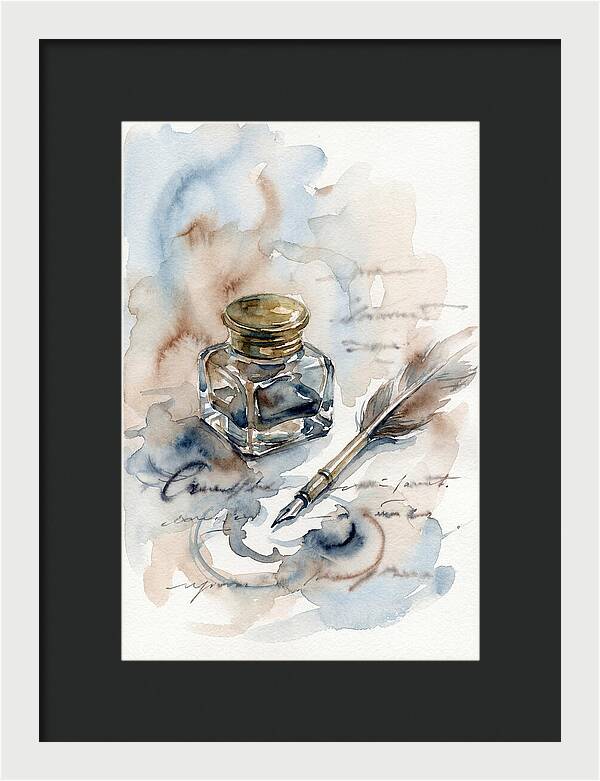 Inkwell And Quill Watercolor