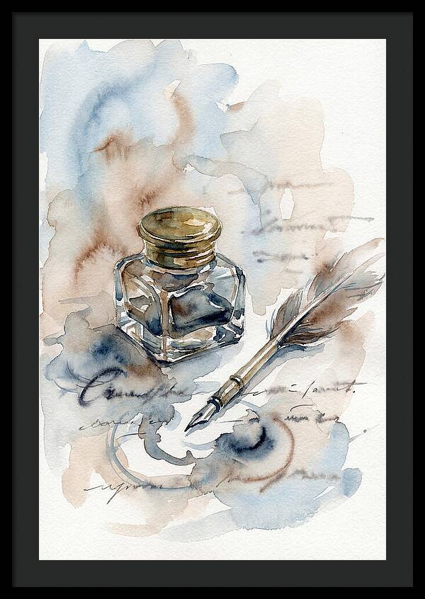 Inkwell And Quill Watercolor