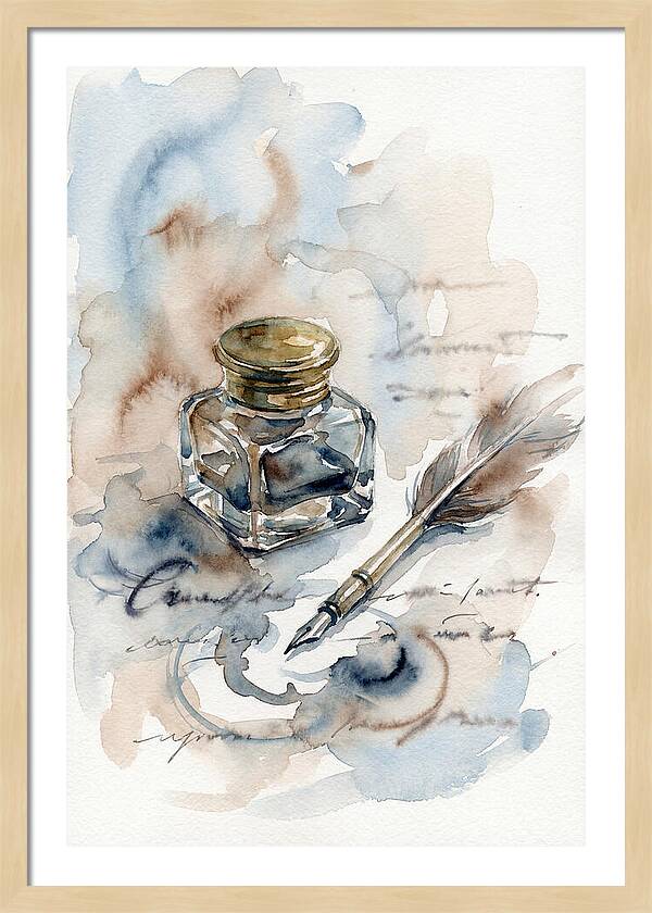 Inkwell And Quill Watercolor