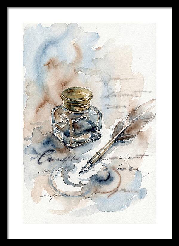 Inkwell And Quill Watercolor