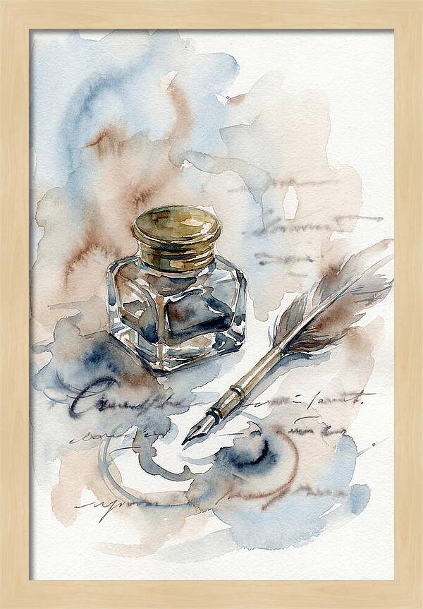 Inkwell And Quill Watercolor