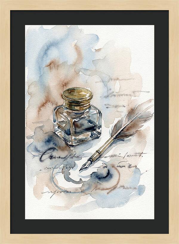 Inkwell And Quill Watercolor