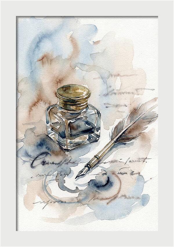 Inkwell And Quill Watercolor