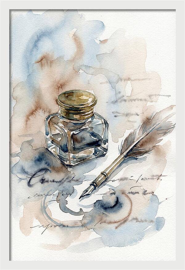 Inkwell And Quill Watercolor