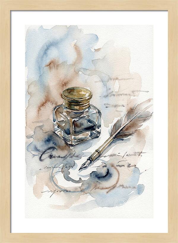 Inkwell And Quill Watercolor