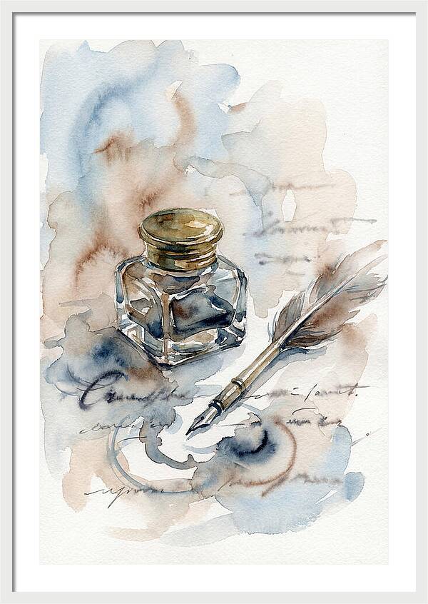 Inkwell And Quill Watercolor