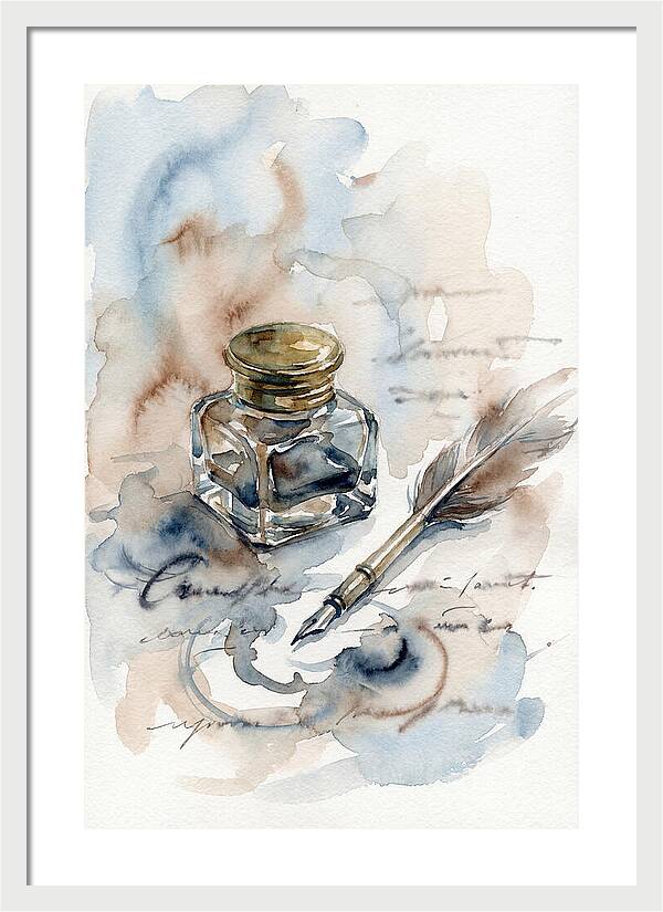 Inkwell And Quill Watercolor