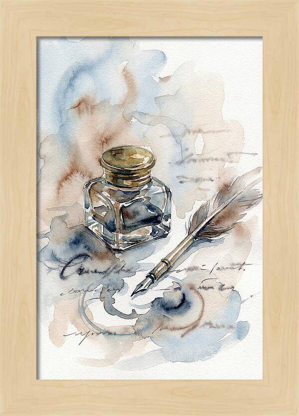 Inkwell And Quill Watercolor