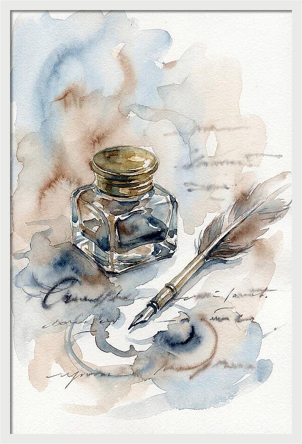 Inkwell And Quill Watercolor