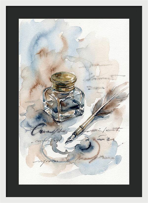 Inkwell And Quill Watercolor
