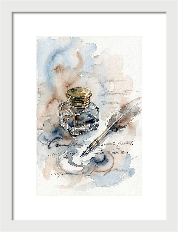 Inkwell And Quill Watercolor