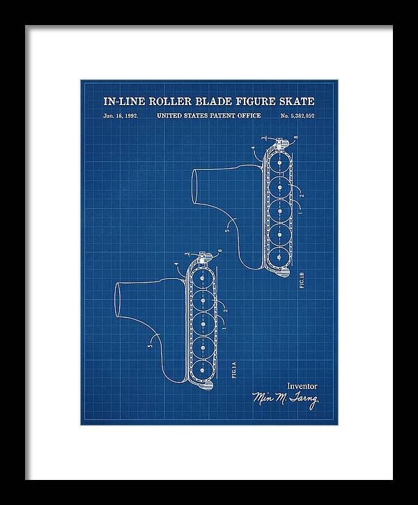 Inline Figure Skate Rollerblade Blueprint Patent Us5382052a