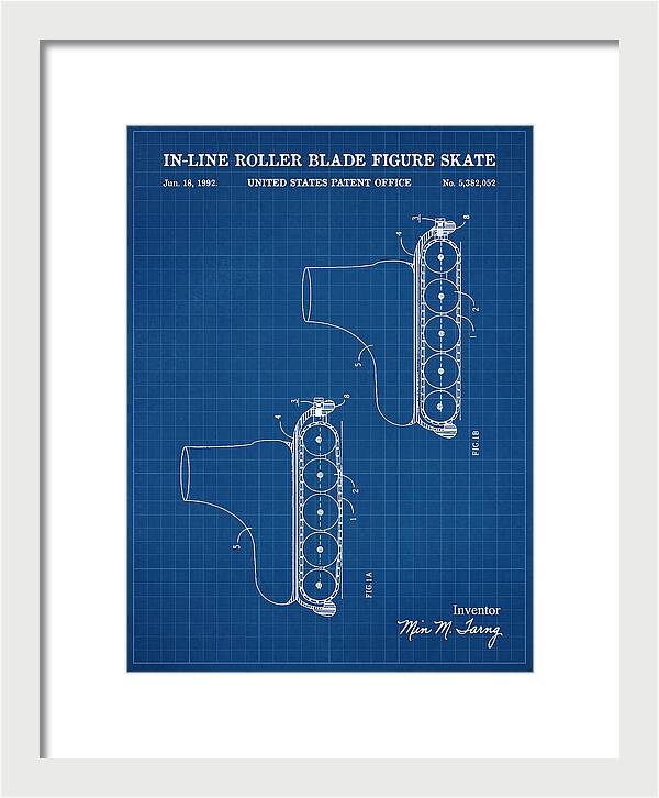 Inline Figure Skate Rollerblade Blueprint Patent Us5382052a