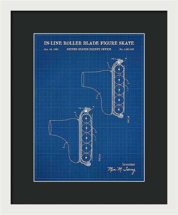 Inline Figure Skate Rollerblade Blueprint Patent Us5382052a