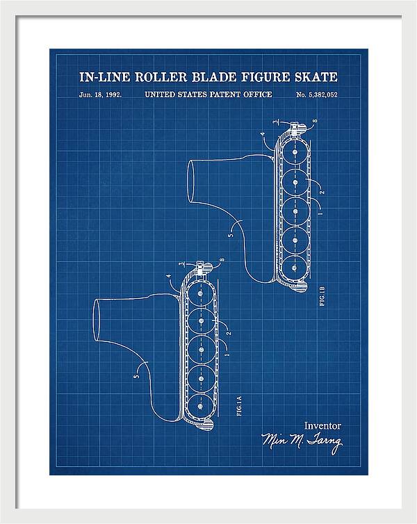 Inline Figure Skate Rollerblade Blueprint Patent Us5382052a