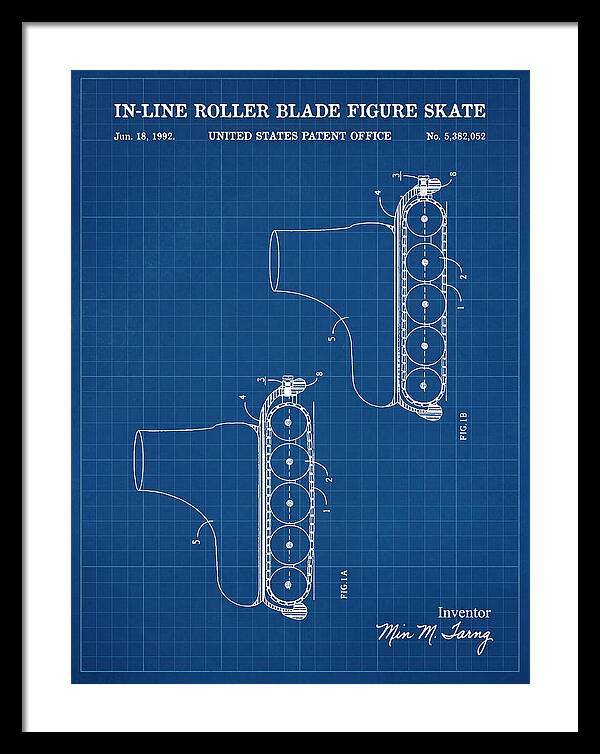 Inline Figure Skate Rollerblade Blueprint Patent Us5382052a