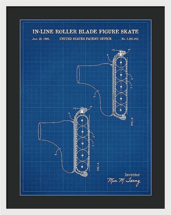 Inline Figure Skate Rollerblade Blueprint Patent Us5382052a