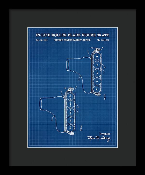 Inline Figure Skate Rollerblade Blueprint Patent Us5382052a