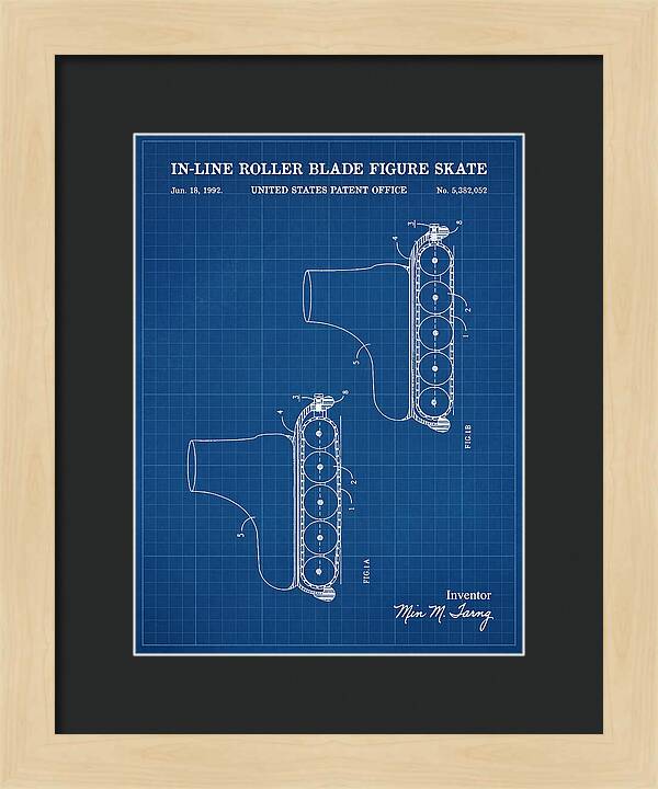 Inline Figure Skate Rollerblade Blueprint Patent Us5382052a