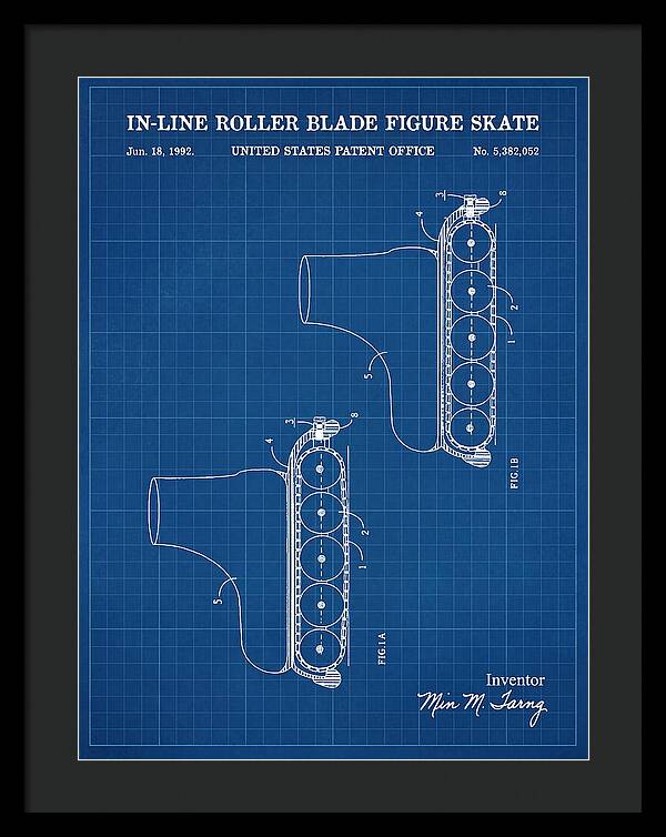 Inline Figure Skate Rollerblade Blueprint Patent Us5382052a