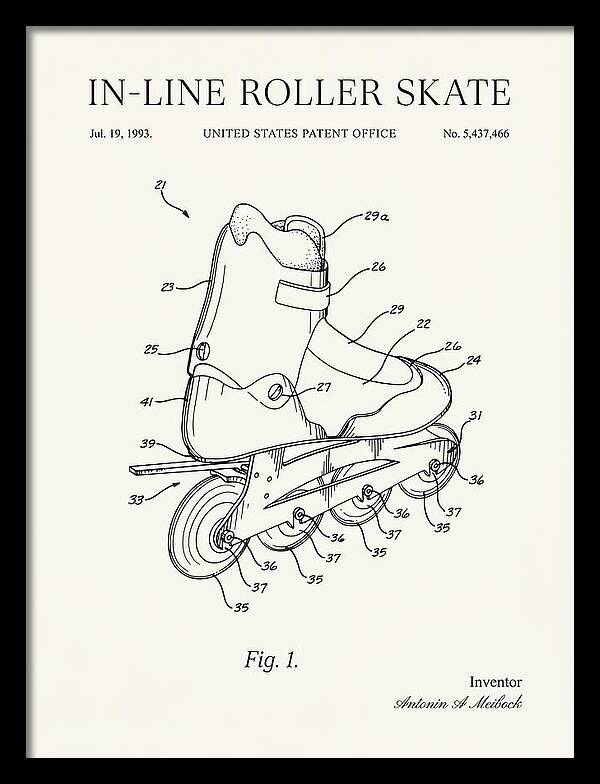 Inline Roller Skate Rollerblade Minimalist Patent Us5437466b1