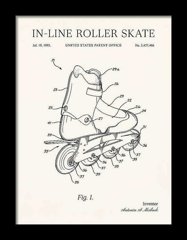 Inline Roller Skate Rollerblade Minimalist Patent Us5437466b1