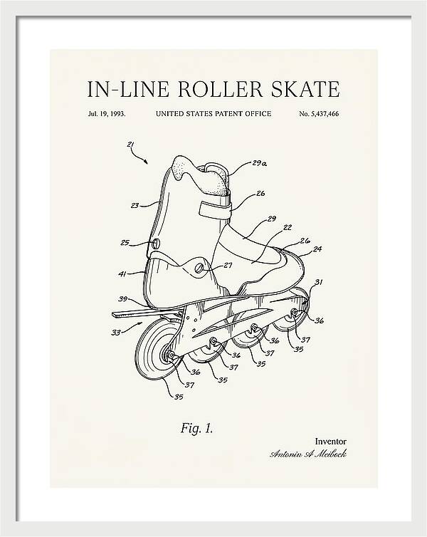 Inline Roller Skate Rollerblade Minimalist Patent Us5437466b1
