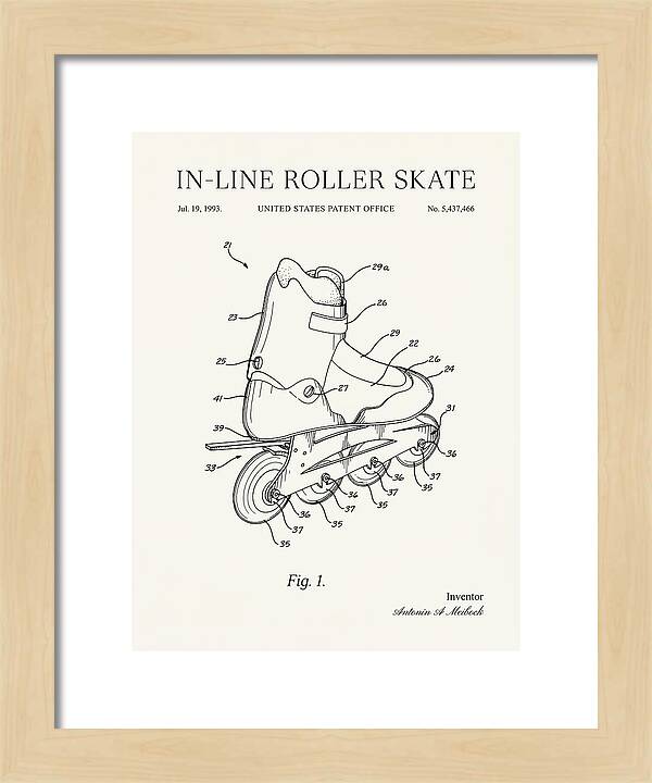 Inline Roller Skate Rollerblade Minimalist Patent Us5437466b1