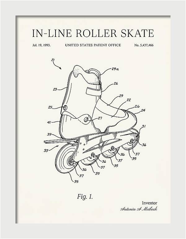 Inline Roller Skate Rollerblade Minimalist Patent Us5437466b1