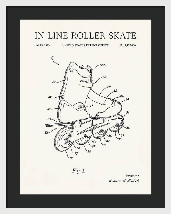 Inline Roller Skate Rollerblade Minimalist Patent Us5437466b1