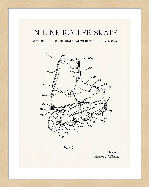 Inline Roller Skate Rollerblade Minimalist Patent Us5437466b1