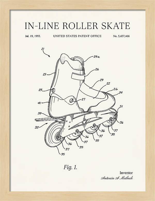 Inline Roller Skate Rollerblade Minimalist Patent Us5437466b1