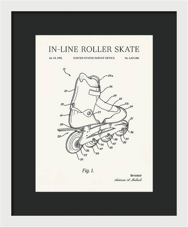 Inline Roller Skate Rollerblade Minimalist Patent Us5437466b1
