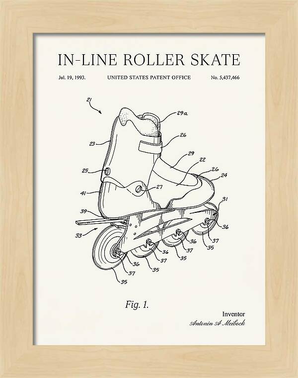 Inline Roller Skate Rollerblade Minimalist Patent Us5437466b1