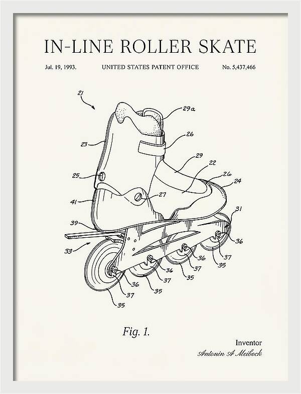 Inline Roller Skate Rollerblade Minimalist Patent Us5437466b1