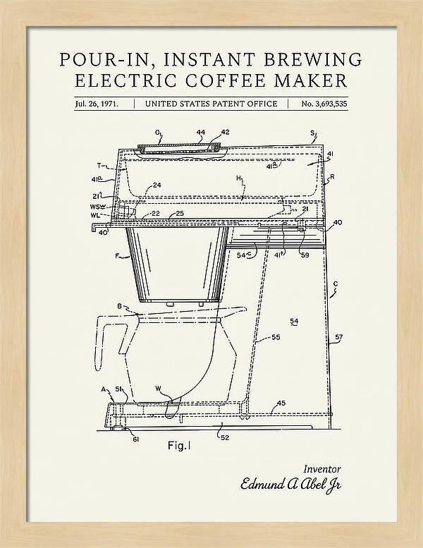 Instant Brewing Coffee Maker Minimalist Patent Us3693535a