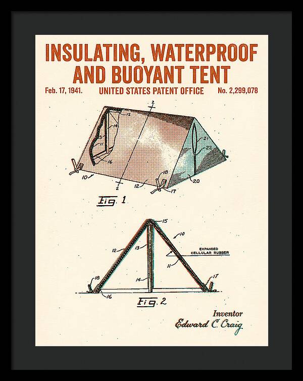 Insulating Waterproof Buoyant Tent Retro Patent Us2299078a