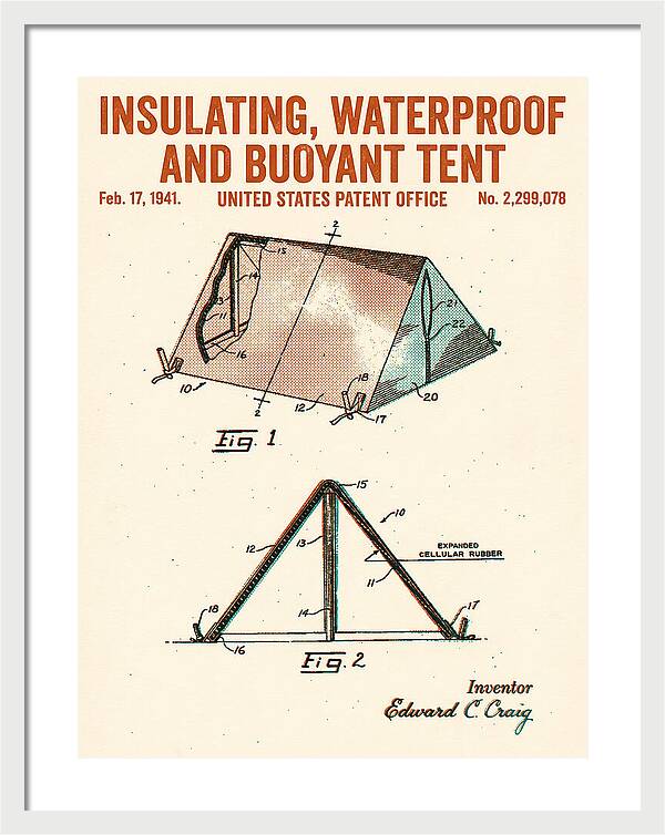 Insulating Waterproof Buoyant Tent Retro Patent Us2299078a