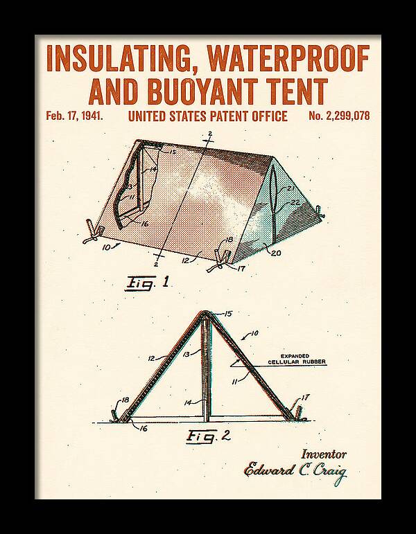 Insulating Waterproof Buoyant Tent Retro Patent Us2299078a