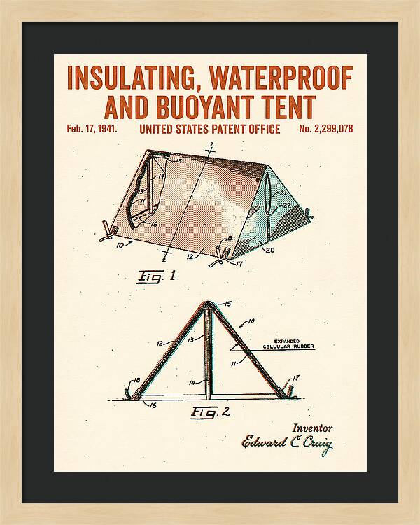 Insulating Waterproof Buoyant Tent Retro Patent Us2299078a