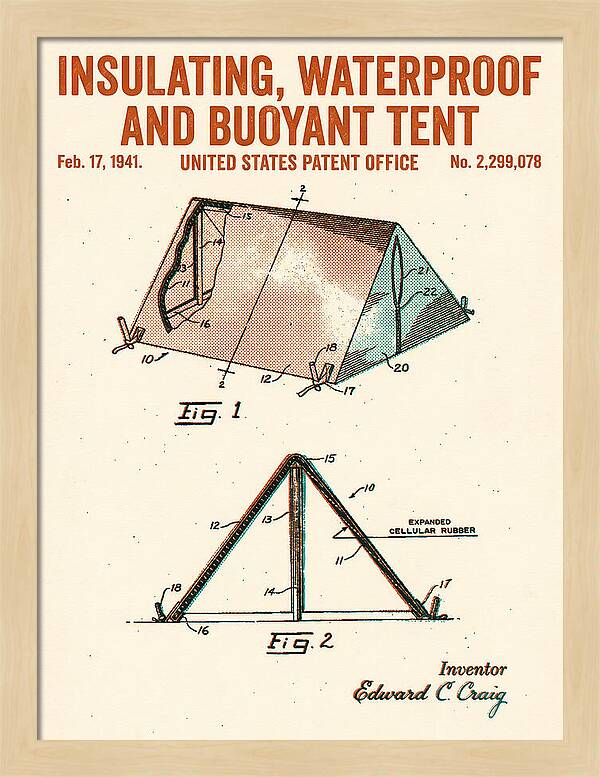 Insulating Waterproof Buoyant Tent Retro Patent Us2299078a