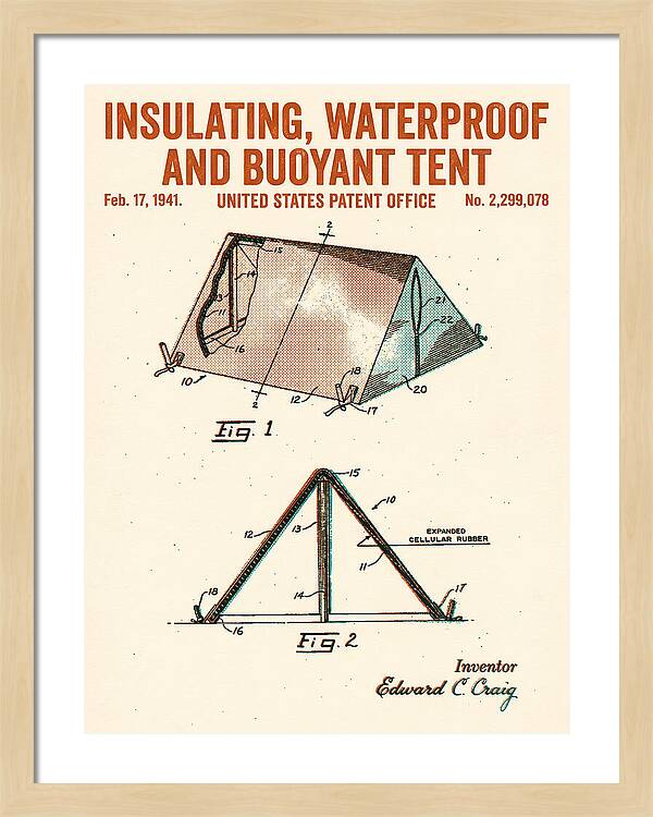 Insulating Waterproof Buoyant Tent Retro Patent Us2299078a