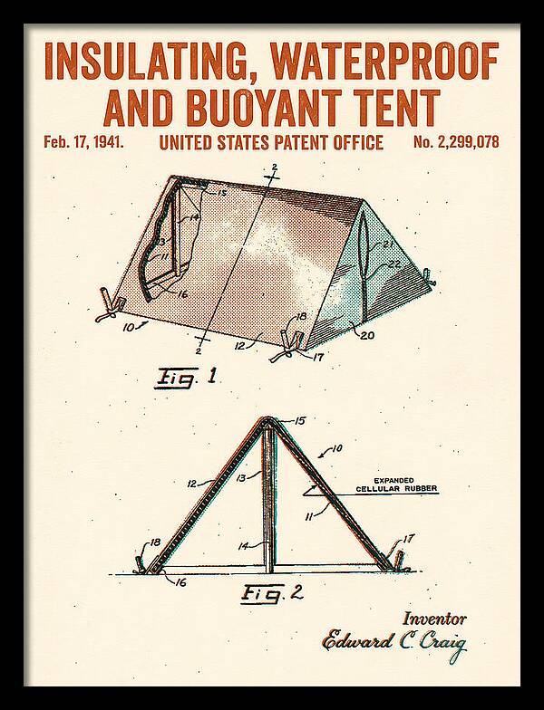 Insulating Waterproof Buoyant Tent Retro Patent Us2299078a