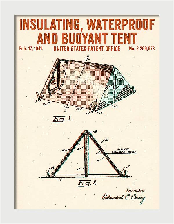 Insulating Waterproof Buoyant Tent Retro Patent Us2299078a