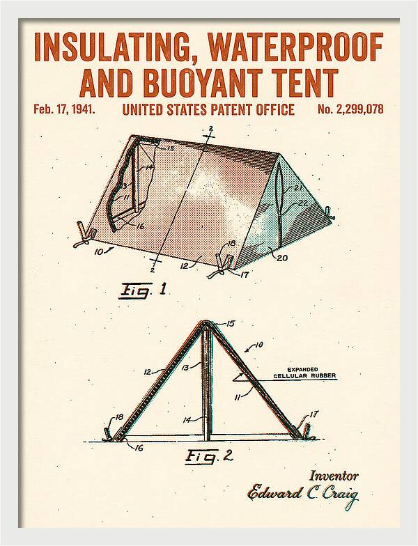 Insulating Waterproof Buoyant Tent Retro Patent Us2299078a