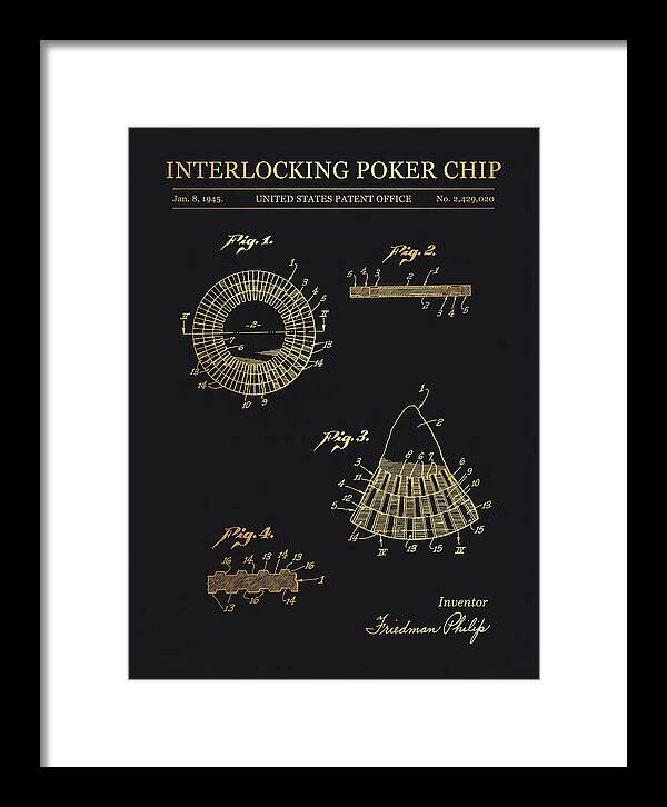 Interlocking Poker Chip Gold Patent Us2429020a