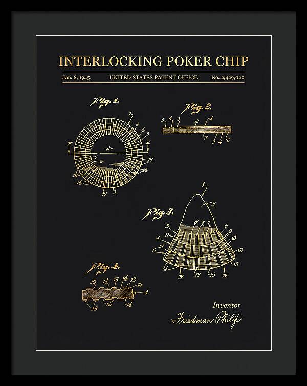 Interlocking Poker Chip Gold Patent Us2429020a