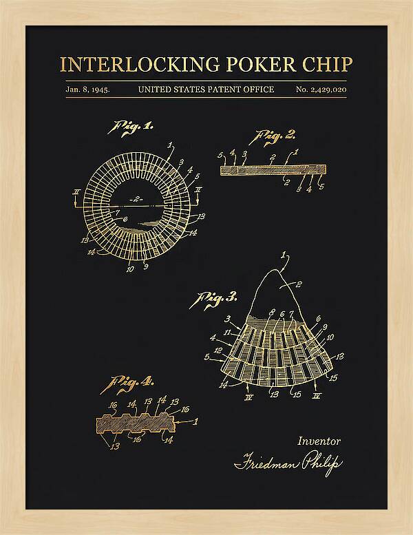 Interlocking Poker Chip Gold Patent Us2429020a